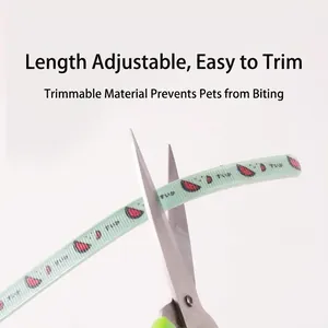 Adjustable pet collar with watermelon pattern, trimmable material for a custom fit