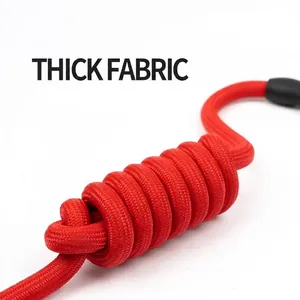 Durable thick red braided dog leash for small and medium pets on a white background