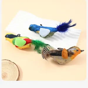 Interactive chirping bird cat toys with realistic feathers and sound for indoor cats