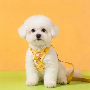 Arnés para perro con patrón de pato amarillo y correa ajustable para mascotas pequeñas