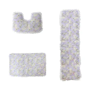 3-piece pet stroller accessory set with rabbit print purple pads and pillow