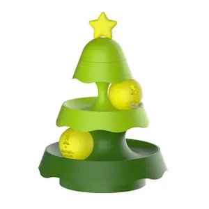 Weihnachtsbaum-Katzenspielzeug mit leuchtenden interaktiven Bällen