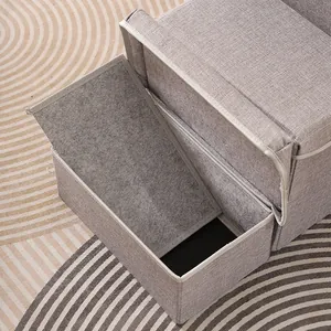 Faltbare 3-stufige Hundetreppe mit Aufbewahrungsbox aus grauem Stoff