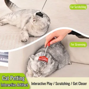 Retractable Cat Massager Back Scratcher For Pet Telescopic Claw Shape Scratching Stick Portable Stainless Steel Handle Cat Toy Red Black Green