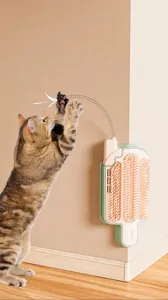 Brosse de toilettage chat en forme de glace avec baguette de plumes pour coins de mur