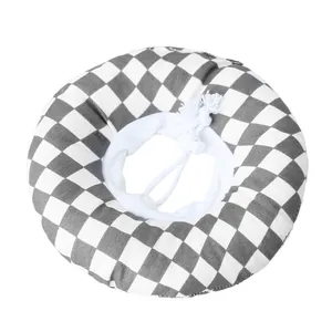 Collerette de protection souple ajustable à motif damier pour chats et petits chiens