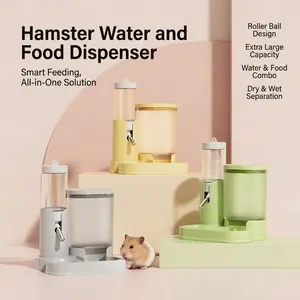 Mangeoire Automatique pour Hamster Abreuvoir Bouteille Intégrée Distributeur de Nourriture pour Chinchilla Cochons d'Inde en Plastique PP
