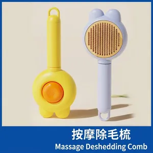 Pet Grooming Slicker Brush Self-Cleaning Hair Removal Comb For Cats And Dogs Stainless Steel Needle Massage Brush With Rabbit Ear Design
