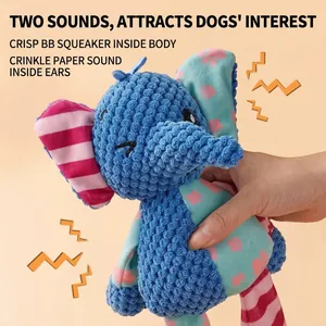 Jouet en peluche éléphant pour chien avec couinement et tissu texturé résistant