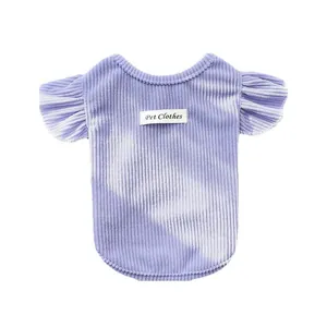 Pull en tricot violet clair pour animaux avec manches à volants pour petits chiens et chats