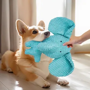 Giocattolo di Peluche Sonoro per Cani in Velluto a Coste Forma di Elefante per la Pulizia dei Denti dei Cuccioli Interattivo