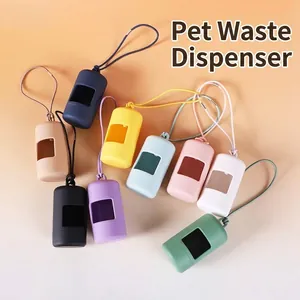 Draagbare Huisdier Poepzakdispenser ABS Matte Afvalzakhouder met Elastisch Lanyard voor Honden Wandelen Buiten Schoonmaakbenodigdheden