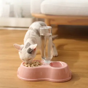 Automatische 2-in-1 roze voer- en drinkbakset voor huisdieren met waterdispenser