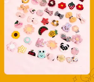 Variety of cute handmade hair clips for pets with fruit and animal shapes