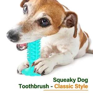 Jouet à mâcher interactif brosse à dents pour chien turquoise avec effet sonore