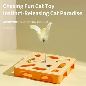 Giocattolo interattivo per gatti con piuma e palline con campanello per gatti