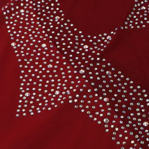 Primer plano de pedrería brillante en un vestido de malla burdeos para noche