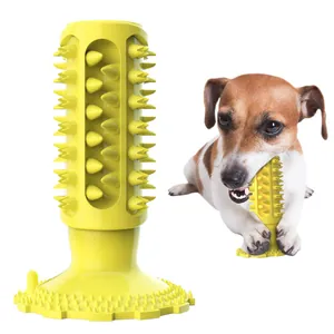 Jouet à mâcher jaune durable pour chien avec ventouse pour le nettoyage des dents