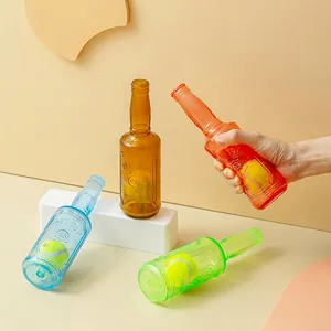 Squeaky bottle dog toy set with tennis ball inside for fetching and chewing