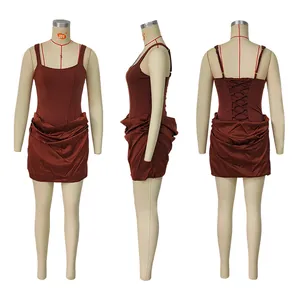 Sleeveless solid color bodycon mini dress shown from front, side, and back views