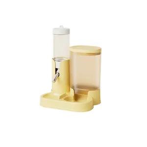 Mangeoire et abreuvoir automatique 2-en-1 pour hamster et petits animaux, jaune