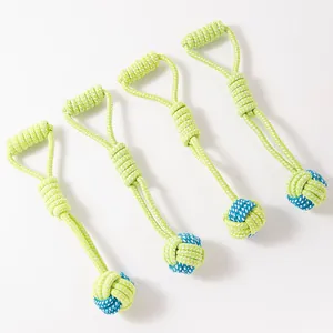 High quality set of four durable cotton rope dog toys for aggressive chewers and teething