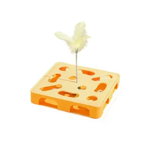 Giocattolo interattivo per gatti con scatola puzzle e piuma a molla