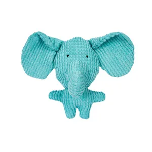 Giocattolo sonoro in peluche a forma di elefante in velluto blu per cani di taglia media.