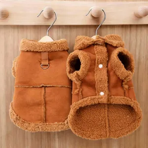 Gilet d'Hiver pour Chien en Suède et Polaire Sherpa Chaud Rembourré Avec Anneau en D de Traction Manteau Veste pour Petit Chien Chat