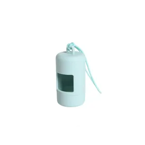 Muntgroene matte ABS hondenpoepzakjesdispenser met een elastische ophanglus