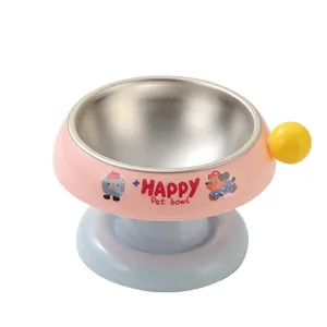 Dopamine color stainless steel pet bowl with neck-protecting anti-slip stand