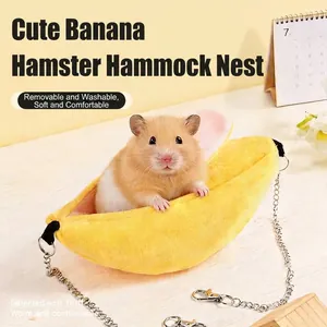 Hamac suspendu en peluche en forme de banane pour hamsters et petits animaux nid d'hiver
