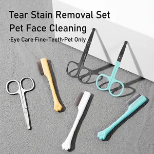 Kit de toilettage pour animaux avec ciseaux de sécurité arrondis et peignes à dents fines
