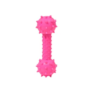 Giocattolo da masticare a forma di manubrio rosa con punte in TPR per pulizia denti