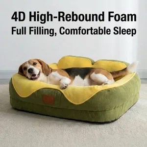 Verdikte Wasbare Huisdier Sofa Bed met Rugleuning Corduroy Zacht Warm Hondensofa Kattenmand Voor Kleine Middelgrote Honden Katten