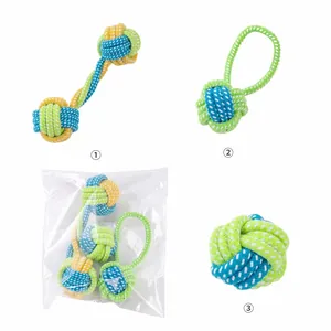 Durable cotton rope dog chew toys for aggressive chewers in three varied styles