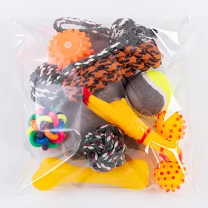 Set de jouets pour chiens avec poulet sonore, balles en corde et os sous sachet