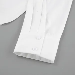 Vista macro dettagliata del polsino di una camicia professionale bianca con bottoni