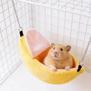 Hamac en peluche en forme de banane pour hamster, nid chaud d'hiver pour cage