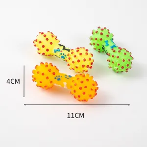 Vue détaillée montrant les dimensions 11x4 cm des jouets texturés pour animaux