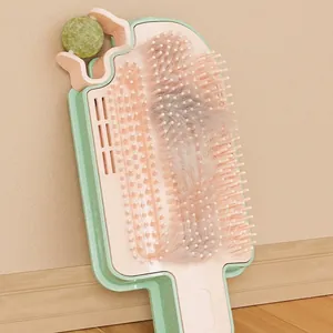 Ice cream shaped wall mounted cat grooming brush with catnip ball for hair removal