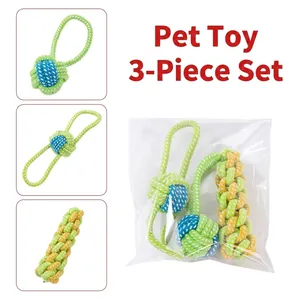 Durable Cotton Rope Dog Chew Toys Woven Rope Knot Molar Teeth Cleaning Toy Set For Puppy Large Dogs Interactive Pet Supplies