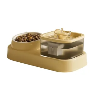 2-in-1 automatic pet water fountain and food bowl combo set for cats and small dogs