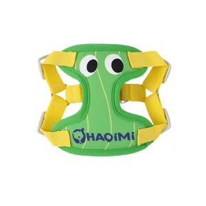 Harnais mignon pour chien vert et jaune, respirant et réglable pour chiens petits et moyens
