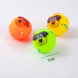 Lot de balles sonores de 7cm pour chiens avec des motifs de visages de dessins animés