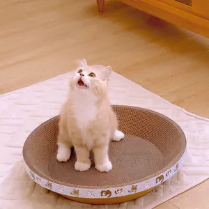 Cama Rascadora para Gatos en Forma de Cuenco Redondo Papel Corrugado de Alta Densidad Juguete Duradero para Gatitos Rascador