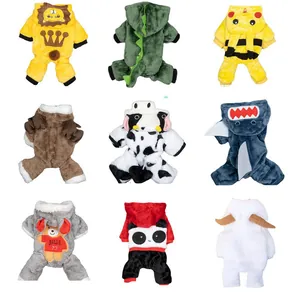 Nine cute animal-themed thickened fleece dog onesies for autumn and winter warmth