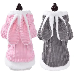 Vestiti per Animali Cane Gatto Coniglio Felpe con Cappuccio Inverno Spesso Pile Caldo Velluto a Coste Costume Orecchie da Coniglio