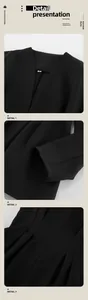 Detailansicht des schwarzen Slim-Fit-Blazers mit Kragen, Manschetten und Taillenfalten
