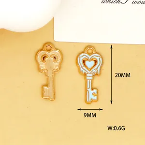 Detailed view of winter ice world heart key charms with size 20x9mm and weight 0.6g